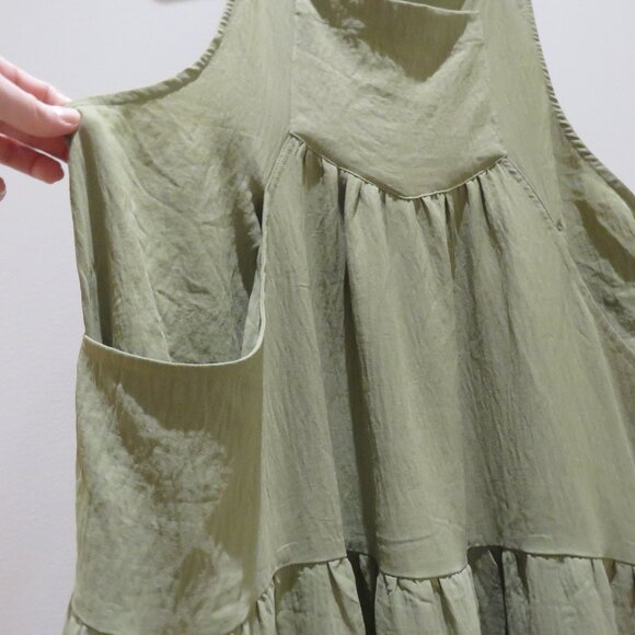 ODDI LOS ANGELES Everlee Apron Pinafore Tiered Maxi Dress in Sage Green 2XL NWT - Picture 7 of 14
